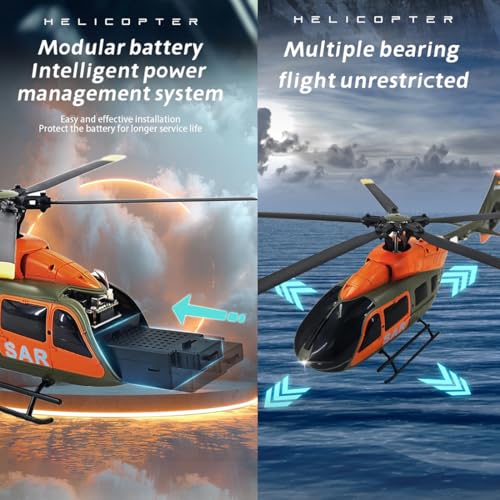 C190 1/30 Scale 6CH Single-Rotor RC Helicopter, Altitude Hold & Gyro Stabilization RC Plane, Beginner-Friendly Drone for Adult(4 Battery)