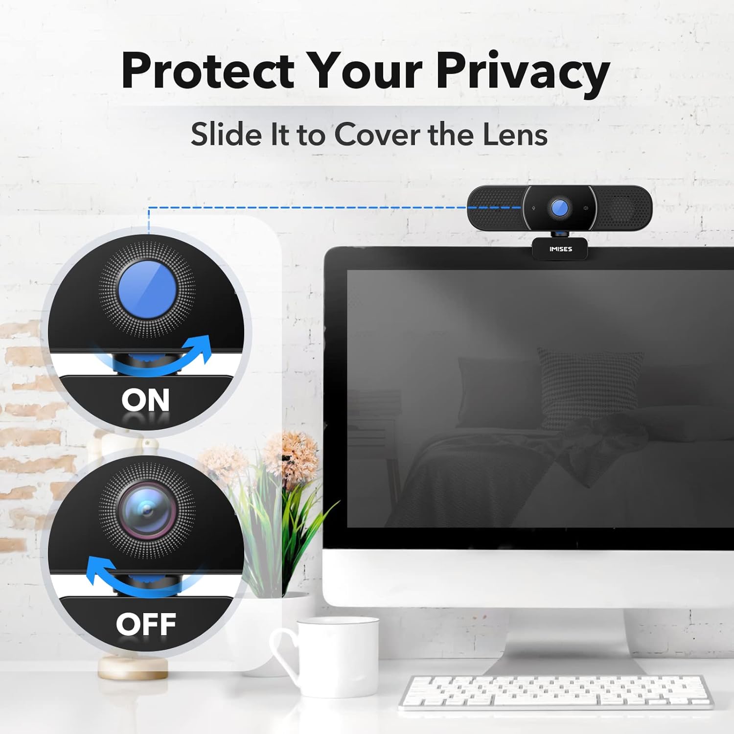 3 in 1 Webcam - Webcam with Microphone and Speaker, 2K QHD, Autofocus Laptop Camera w/Light Correction