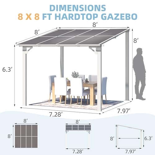 AECOJOY 10&rsquo; x 10&rsquo; Gazebo, Wall Mounted Gazebos Pergola on Clearance, Outdoor Patio Lean to Gazebo Awnings for Deck, Porch