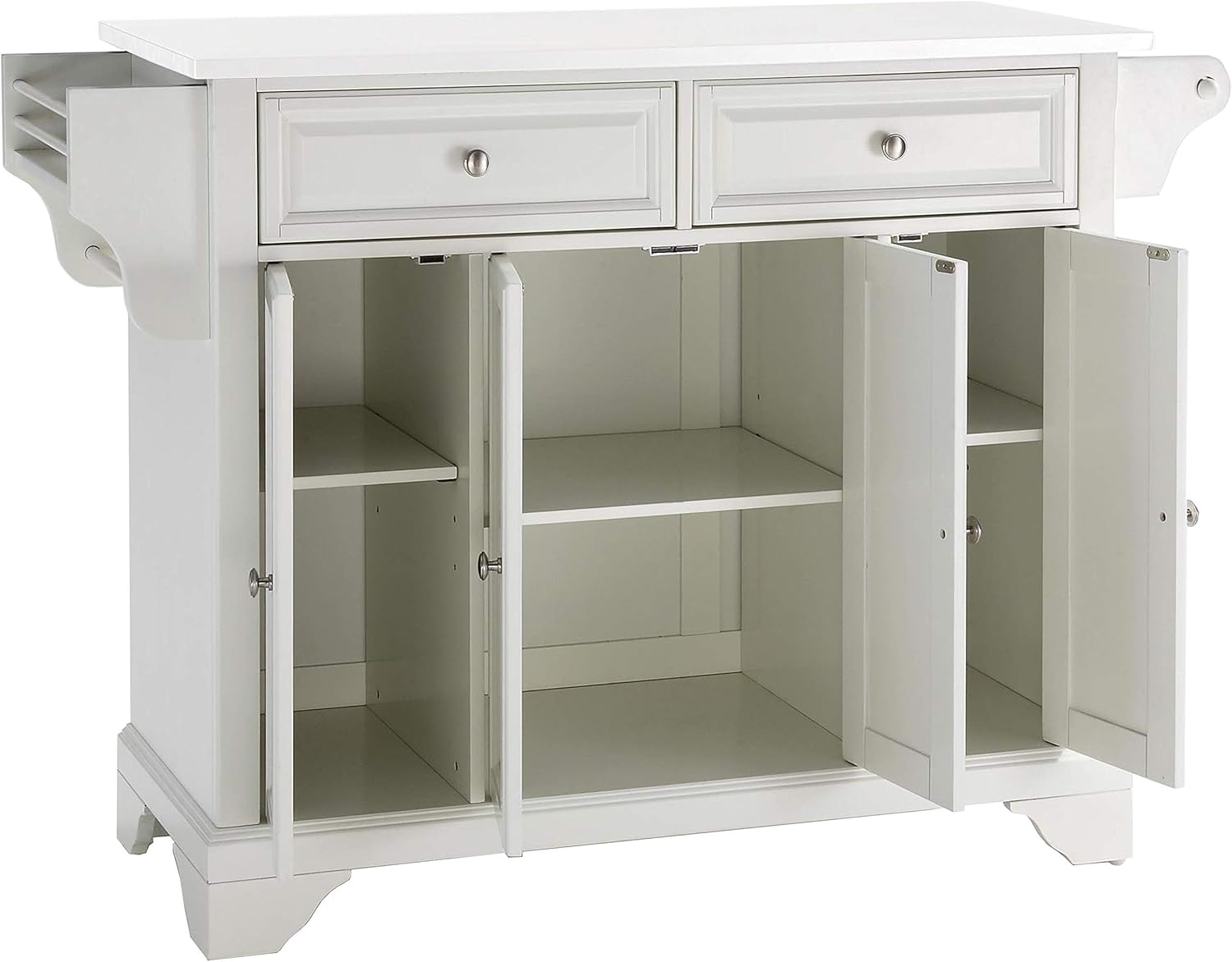 Crosley Furniture Lafayette Full Size Kitchen Island with Solid White Granite Top, White