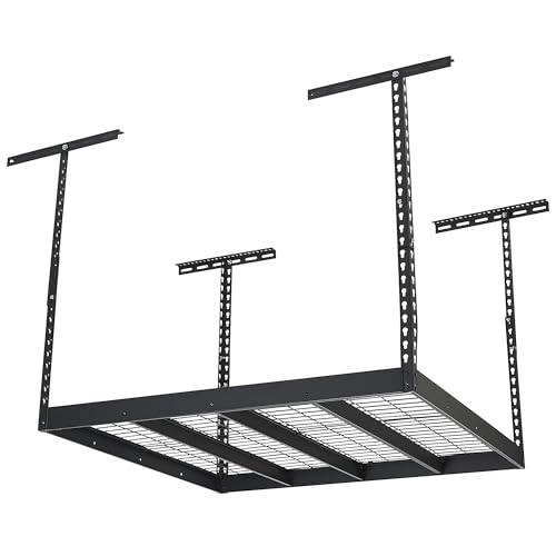 Klutch Gladiator Overhead Garage Storage Rack &mdash; Adjustable Height, 96in.L x 48in.D x 23&ndash;37in.H
