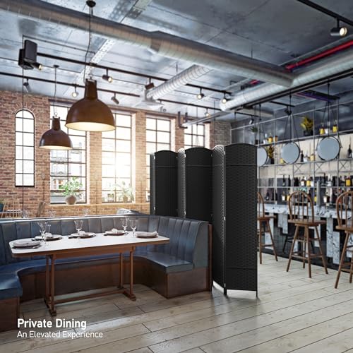 Sorbus 8-Panel Black Room Divider with Double Hinged Panels, 6 ft Tall Folding Privacy Screen