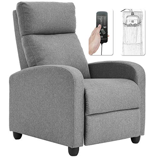 BestMassage | Recliner Chair | with 2 Point Massage Function | Black | with Lumbar Support, Adjustable Push Back, Wide Armrests