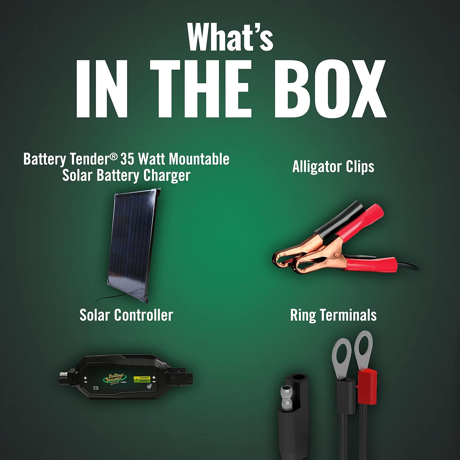 Battery Tender 35 Watt Solar Battery Charger with Charge Controller, Mountable and IP67 Weatherproof Solar Panel