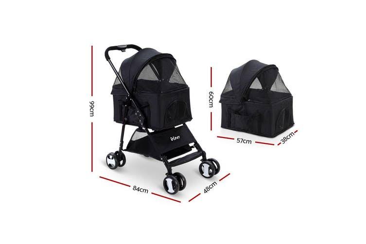 i.Pet Pet Stroller Dog Carrier Foldable Pram 3 in 1 Middle Size Black