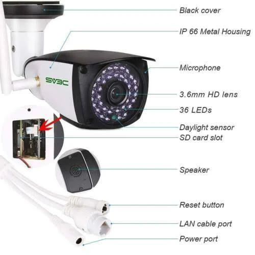 WiFi Camera Outdoor, SV3C Wireless Security Camera, 720p HD Night Vision
