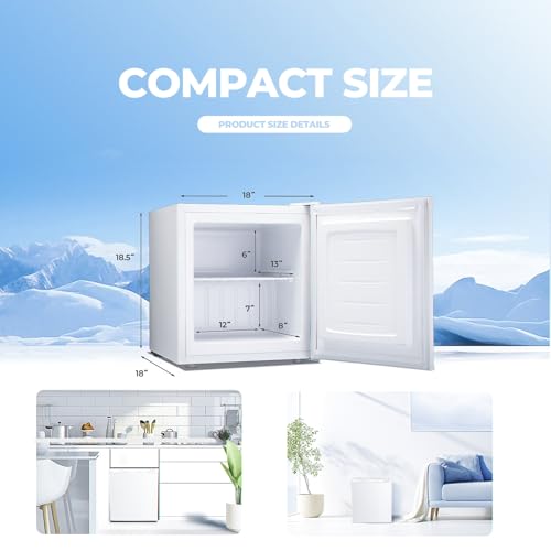 3.0 Cu.ft Upright Freezer, Small Mini Freezer with Adjustable Thermostat, Removable Shelves, Reversible Single Door, for Bedroom/Home/Dorms/Apartment
