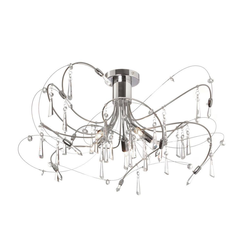 Dainolite 158-18SF-PC 5 Light Crystal Semi Flush Fixture Polished Chrome/Satin Chrome