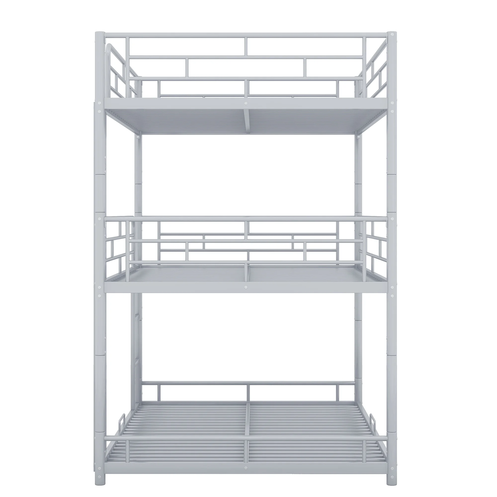 Nestfair Silver Full Size Metal Triple Bunk Bed