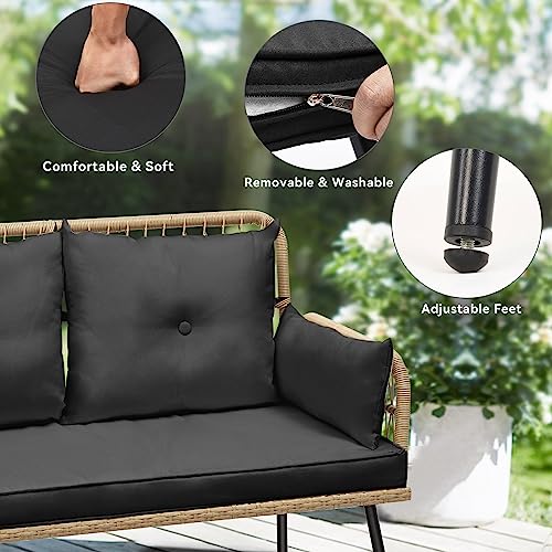 YITAHOME 4 Piece Patio Furniture Set, Wicker Outdoor Bistro Set