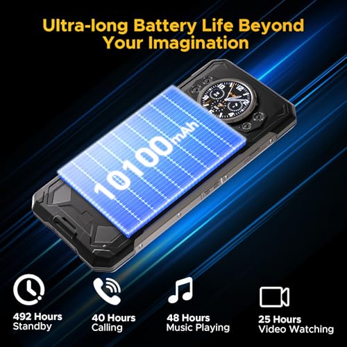 DOOGEE S200 Rugged Smartphone 5G Unlocked, 256GB+32GB Rugged Phone with 1.32" Rear Screen, 10100mAh Battery, Android 14