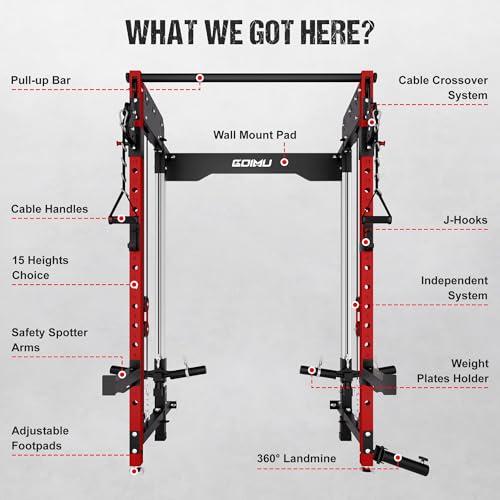 WM3-V4 Folding Squat Rack, Wall Mounted Power Rack with Dual Independent Pulley System