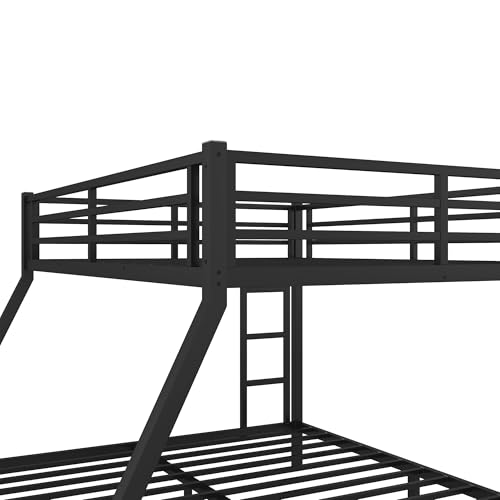 Heavy Duty Bunk Bed Frame with Ladder, Twin XL Over Twin XL Bunk Beds with Safety Guardrails, Adults Bunk Beds with Noise-Reducing Rubber Stoppers