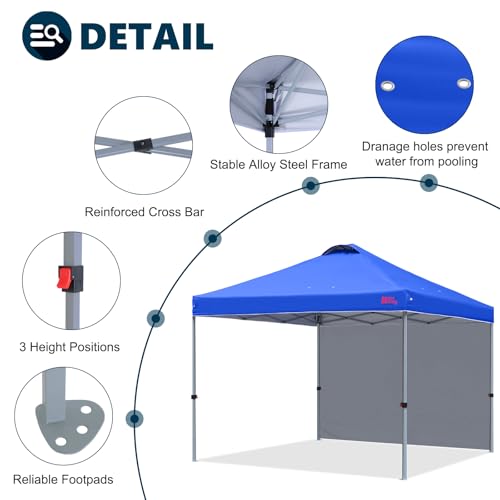 MASTERCANOPY Durable Pop-up Canopy Tent with 1 Sidewall (10'x10',White)