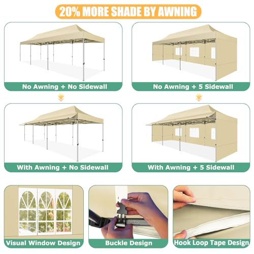 COBIZI 10x10 Pop Up Canopy Tent with Awning