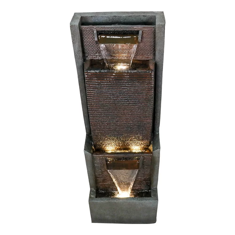 39.3-Inch High Indoor Water Fountain with LED Lights - Cascading Fountains for Home, Office, Garden and Patio Decor