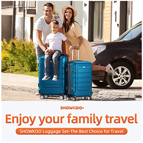 SHOWKOO Luggage Sets Expandable PC+ABS Durable Suitcase Double Wheels TSA Lock Black