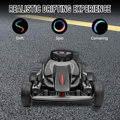 Kids Go Kart, Ride On Drift Kart with Dual 200W Motors, 24V Battery Powered Electric Drift Car, Outdoor 2-Speed Ride On Racing Toy for Boys Girls 6+
