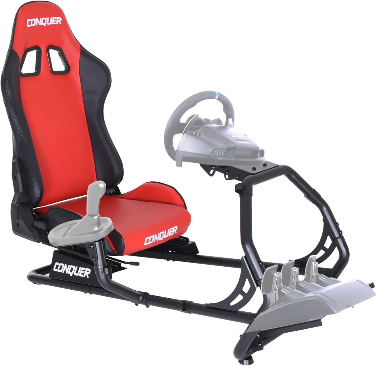 Conquer Racing Simulator Cockpit Driving Seat Reclinable with Gear Shifter Mount