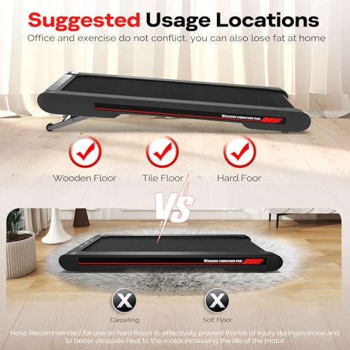 Sperax Walking Vibration Pad with APP, 3 in 1 Under Desk Treadmill, 2.5HP Low Noise Walking Treadmill Pad with Remote Control