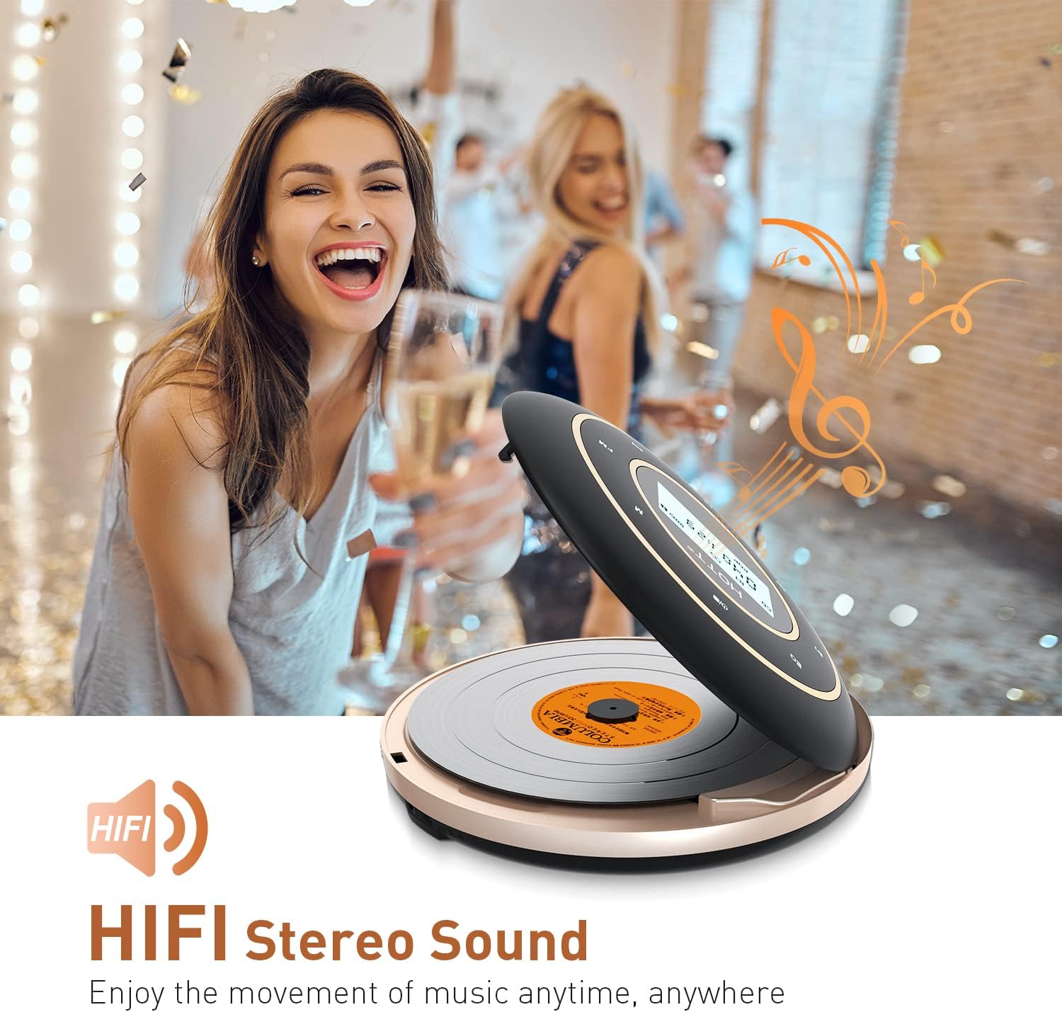 HOTT C105 Portable CD Player with Larger LCD Display, CD Player Portable for Car with Bluetooth and FM Transmitter