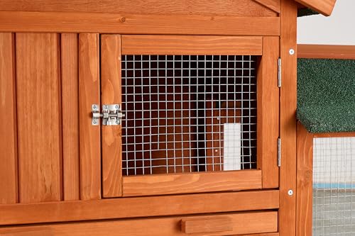 122" Large Chicken Coop with Run,Outdoor Chicken Run W/Nesting Box & Perch,Wooden Hen House W/Ramp & Sliding Trays