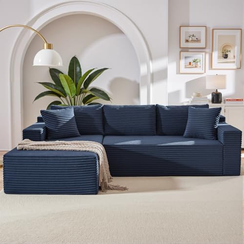 105 Inch Cloud Sectional Couch,Modern Modular Sectional Sofa with Deep Seat,Corduroy Boneless Couches with L-Shape Chaise for Living Room Bedroom