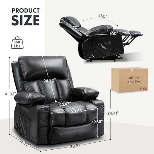 FLEXISPOT XL31 Power Lift Recliner Chair for Elderly, Electric Lift Chair with Massage & Heat, PU Leather Reclining Sofa w/Cup Holders