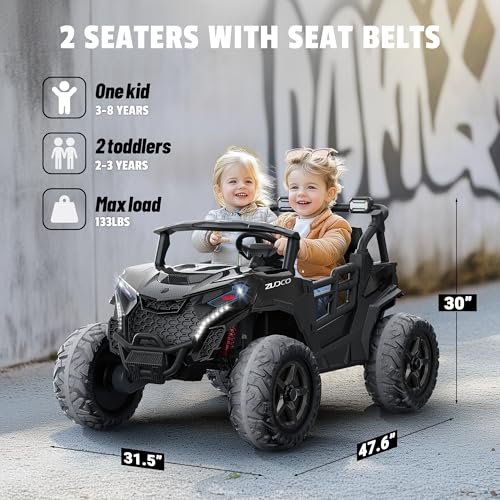 24V 2 Seater Ride on Car Truck, 4x200W, EVA Tires, 4WD/2WD, Rainbow Lights, Remote Control, Shock Absorbers, Bluetooth