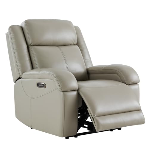 Watson & Whitely Genuine Leather Power Recliner Chairs for Adults, Wall Hugger RV Recliner with Power Headrest & Charging Ports