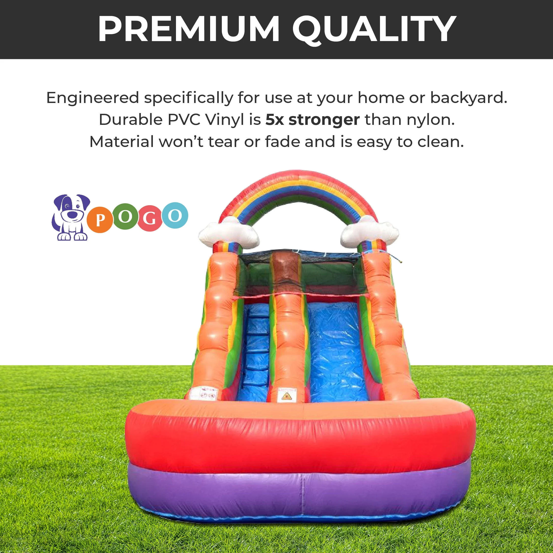 Pogo Bounce House Crossover Kids Inflatable Water Slide, Pink Unicorn with Blower, 12 ft