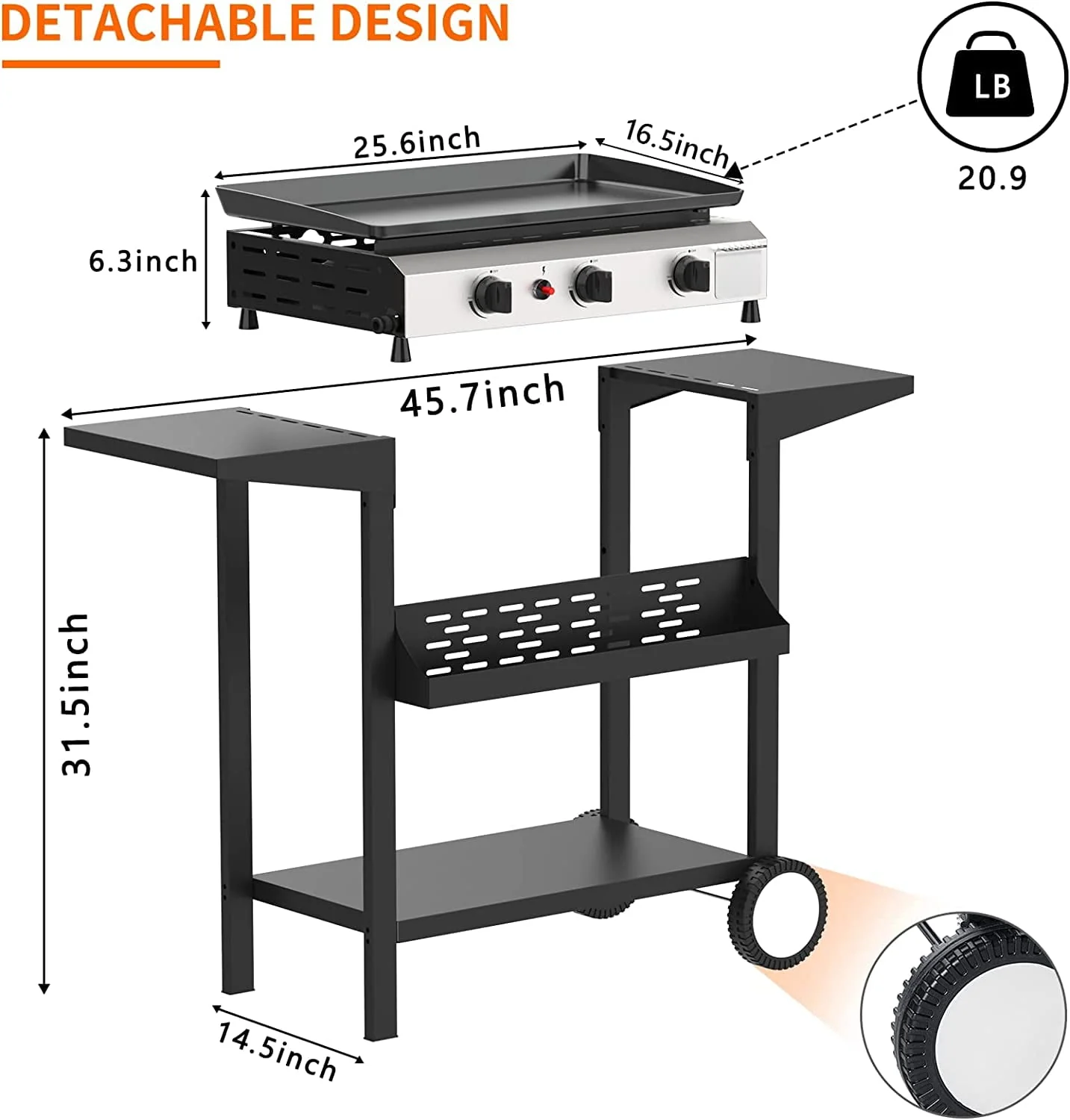 SKOK 3 Burner Gas Griddle-Outdoor Propane Griddle-BTU Propane Fuelled