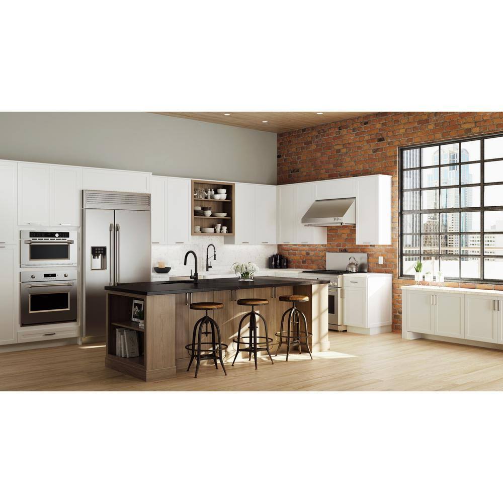 Hampton Bay Designer Series Melvern Assembled 36x34.5x23.75 in. Sink Base Kitchen Cabinet in White
