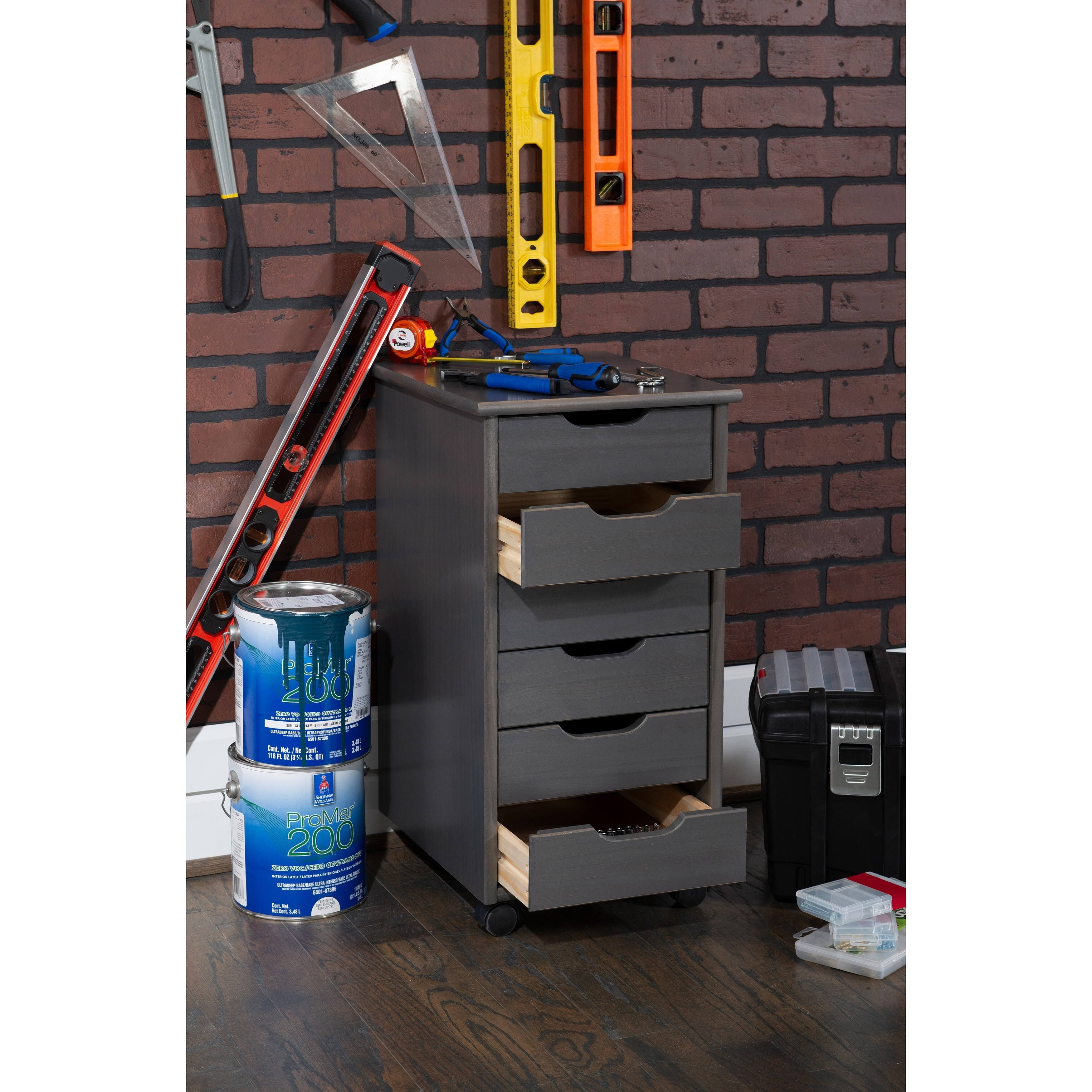 Linon Home Dcor Bridgton Six Drawer Roll Cart - Black