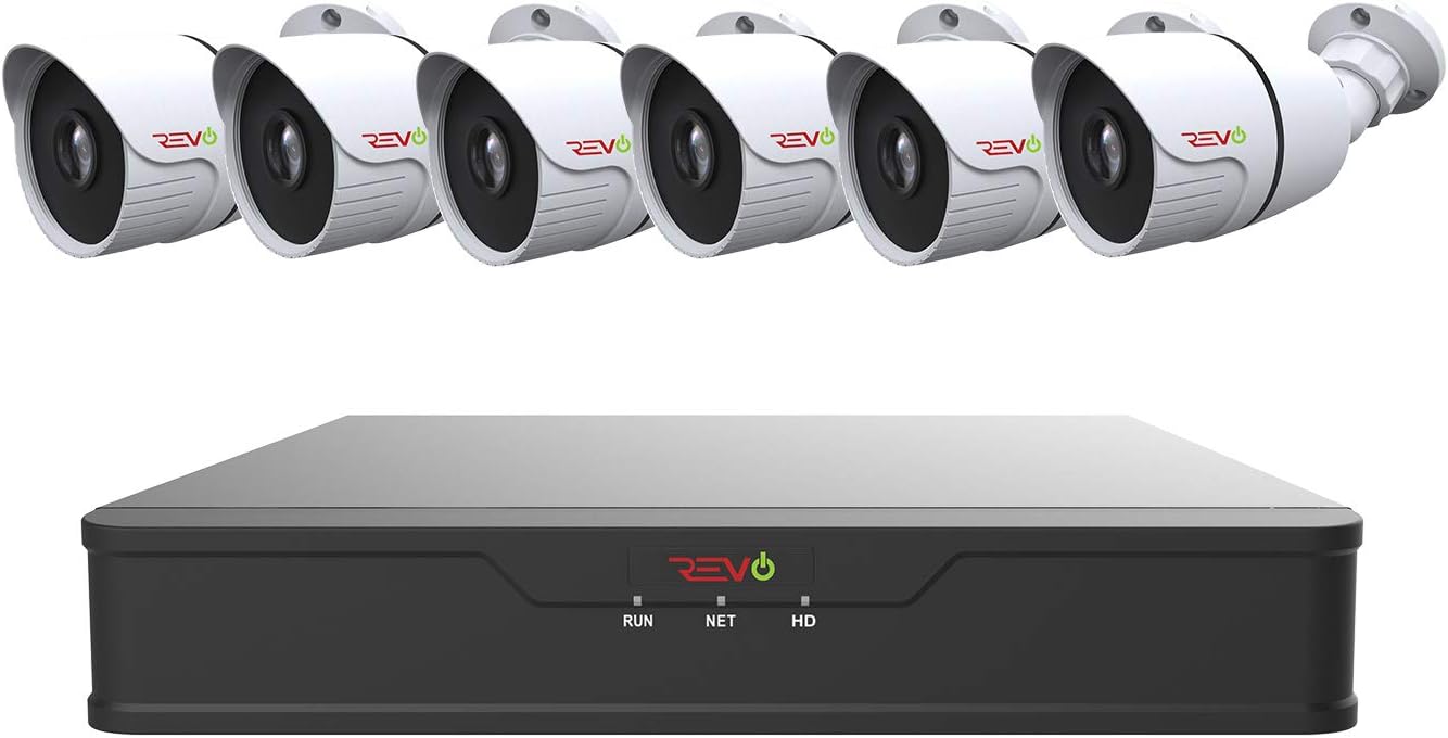 REVO America Hybrid 8Ch. 2TB HDD DVR Video Security System, 6 x 1080p Indoor/Outdoor IR Bullet Cameras - Remote Access via Smart Phone, Tablet
