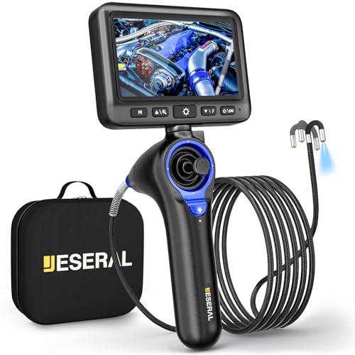 360°Articulating Borescope Camera - JESERAL 5" HD 1080P Inspection Camera Screen with 6 Light, Endoscope with 6.2mm IP67 Waterproof Probe