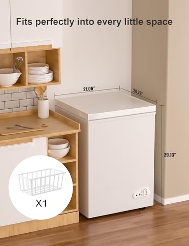 7.0 Cu Ft Chest Freezer - Energy Efficient & Quiet Mini Freezer with Adjustable Thermostat - Compact Deep Freezer for Home, Apartment, and Garage