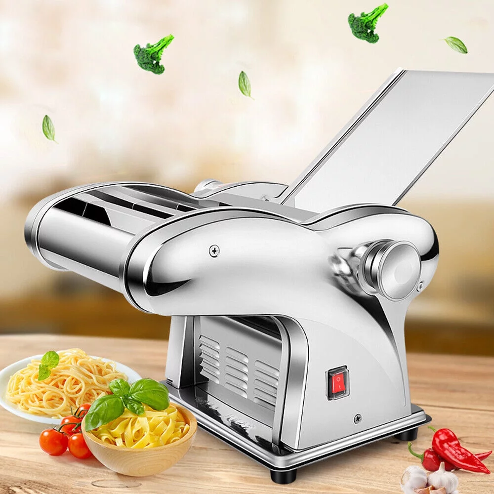 110V Pasta Maker Commercial Electric Pasta Machine 6-speed Adj Thickness Dumpling Dough Noodle Spaghetti Maker for Home W/Two Blades