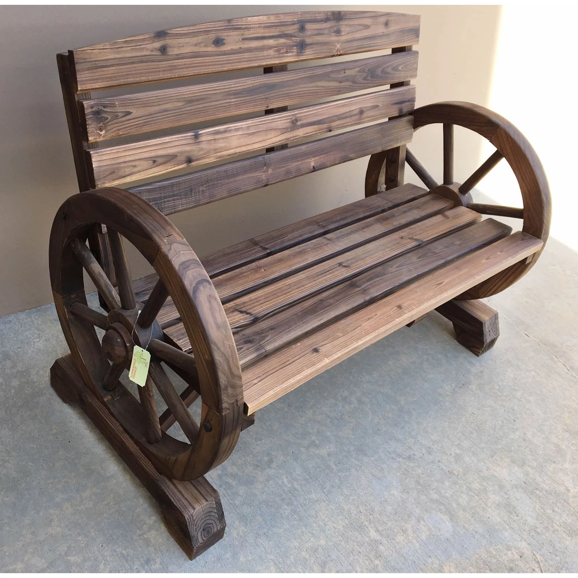 Zingz & Thingz Wagon Wheel Bench 42.25x21x31", Brown