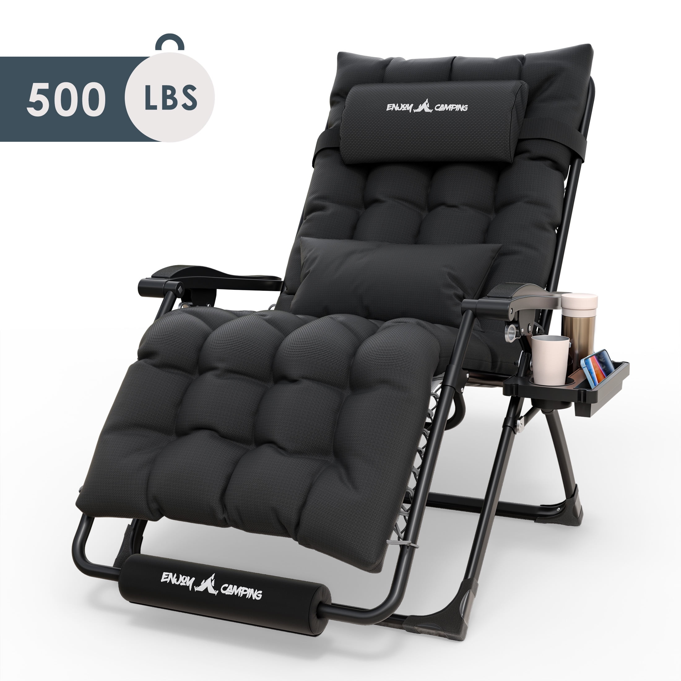 UDPATIO Oversized Zero Gravity Chair 29In XL Patio Reclining Chair with Cushion, Outdoor Folding Adjustable Recliner with Cup Holder
