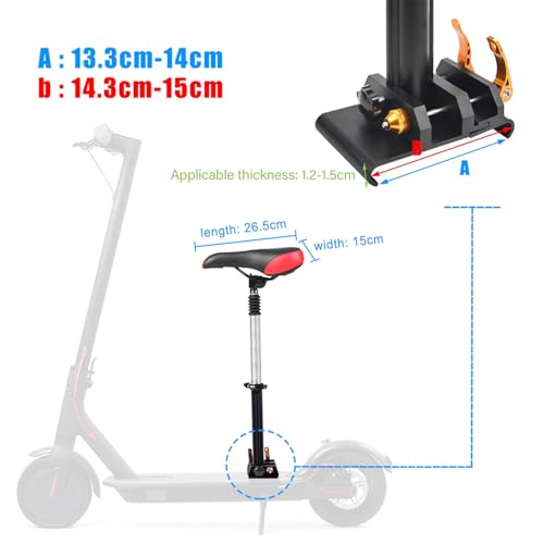 Foldable Adjustable Electric Scooter Seat Electric Scooter Seat Saddle Aluminum Alloy Replacement for Electric for M365, Foam Padded