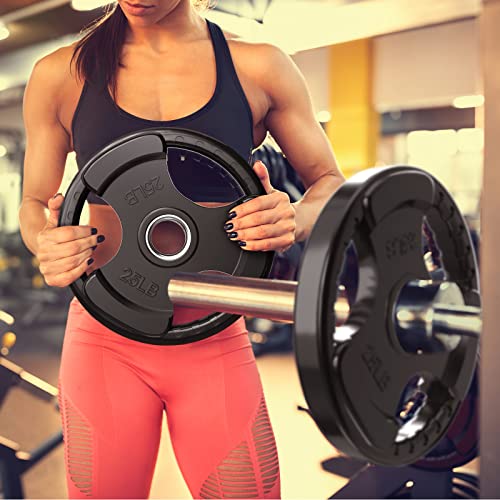 RitFit Olympic Rubber Grip Plates for Barbell, 2-Inch Weight Plates for Weightlifting and Strength Training in Home & Gym, Single