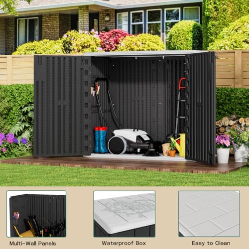 KINYING Outdoor Vertical Storage Shed,57 Cu.ft Outdoor Storage Cabinet Waterproof,Resin Sheds & Outdoor Storage Clearance for Garden,Patio,Backyard