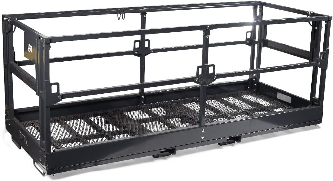 Titan Attachments 4' x 6' Mesh Telehandler Work Platform, Man Safety Basket, Forklift Attachment, Safety Cage