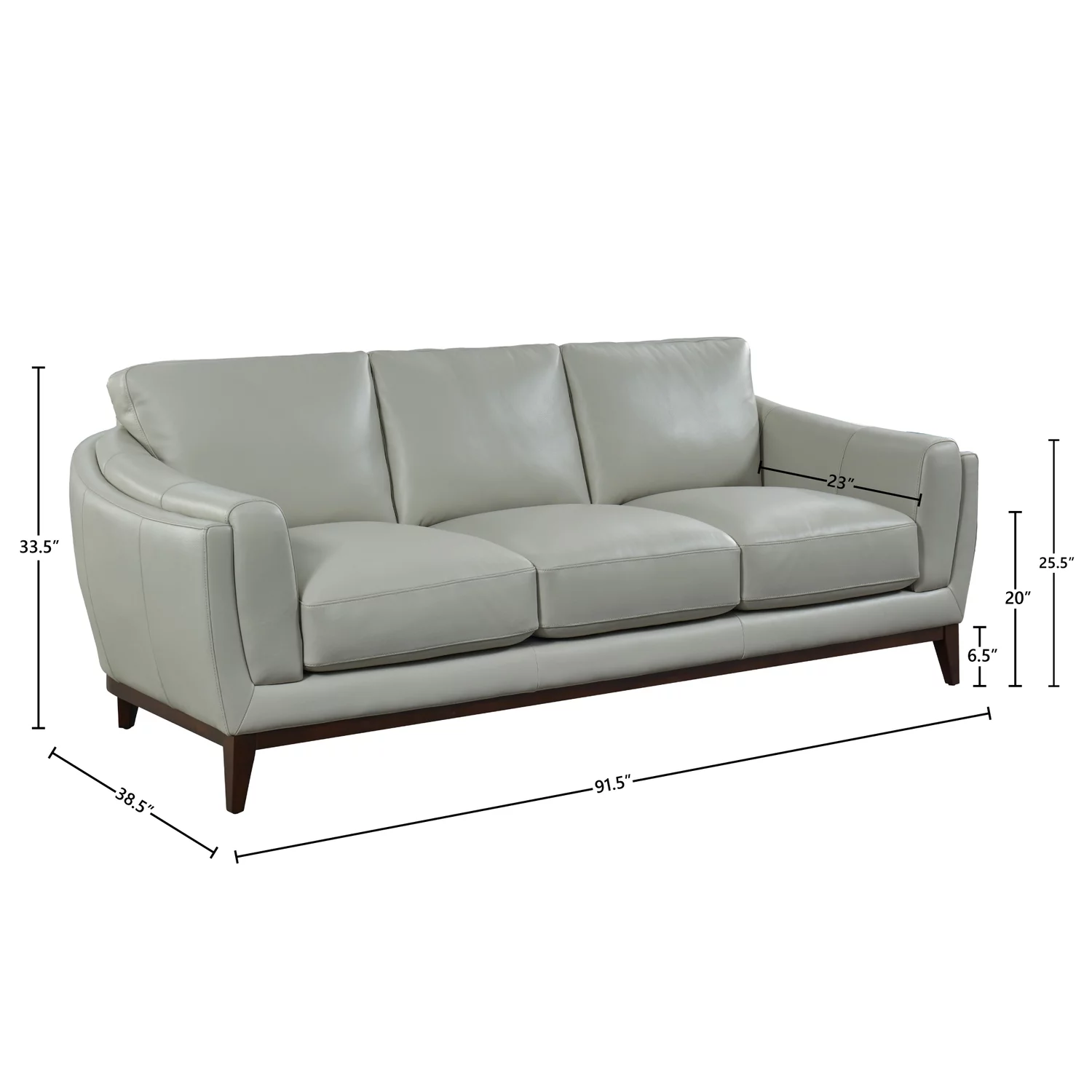 Hello Sofa Home Rio Modern Wood and Top Grain Leather Sofa in White