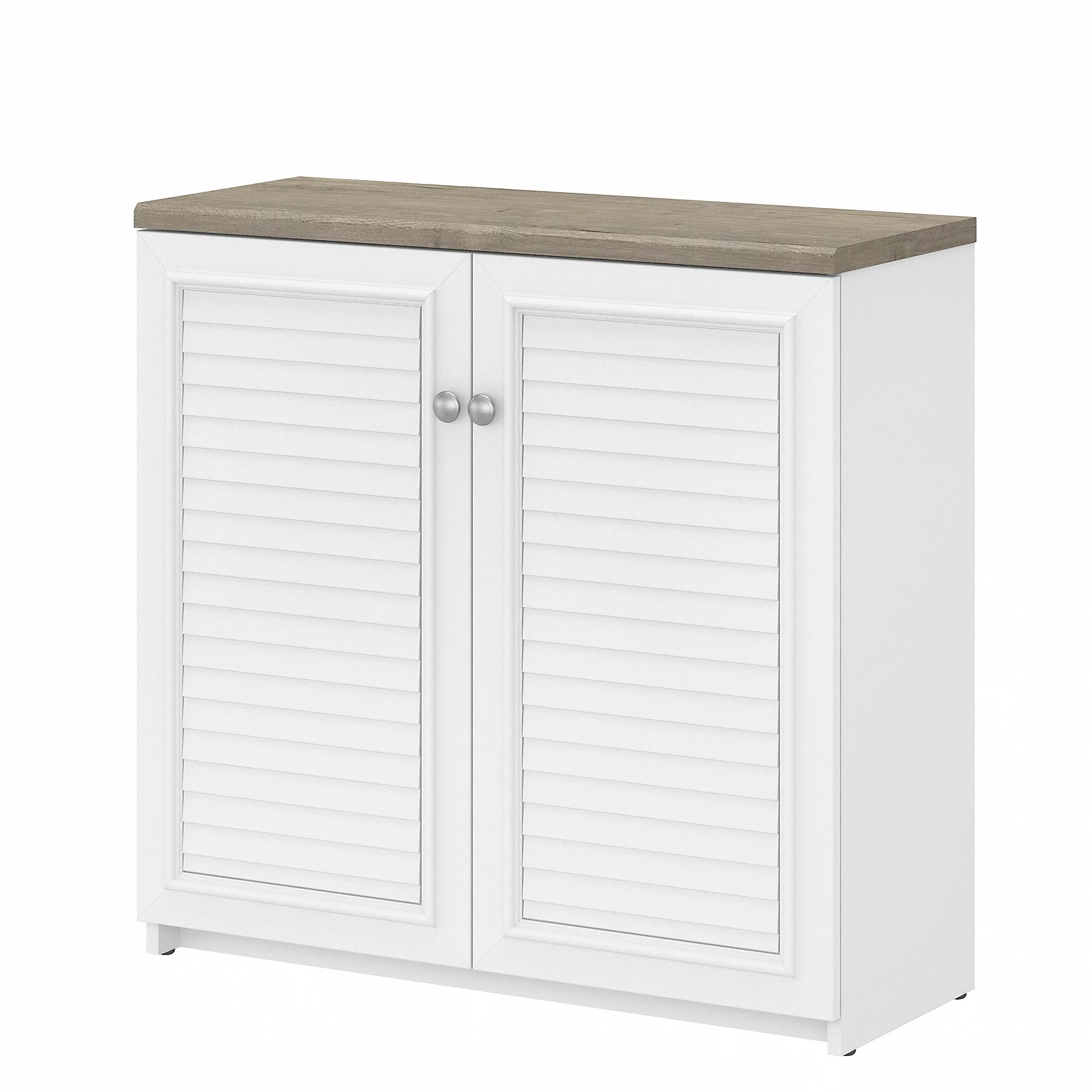 Bush Furniture Fairview Small Storage Cabinet with Doors in White & Gray