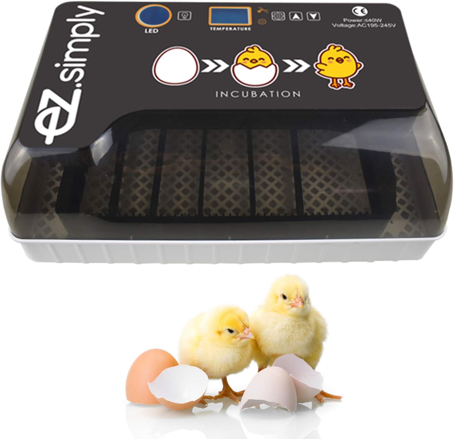 EZ.SIMPLY Egg Incubator - All-in-One Egg Incubators for Hatching Eggs with Automatic Egg Turning, Heat and Humidity Control - Chicken Egg Incubator
