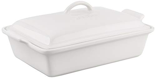Le Creuset Stoneware Heritage Covered Rectangular Casserole, 4 qt. (12" x 9"), Cerise