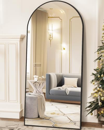 Full Length Mirror, 76"x34" Arched Floor Mirror Freestanding, Floor Standing Full Body Mirror with Stand for Bedroom