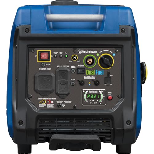 Westinghouse 5000 Peak Watt Super Quiet Dual Fuel Portable Inverter Generator, Wheel & Handle Kit, Gas & Propane Powered, RV Ready, CO Sensor